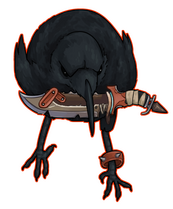 the crow holding a knife image but instead it's got junker queen's knife and bracelet